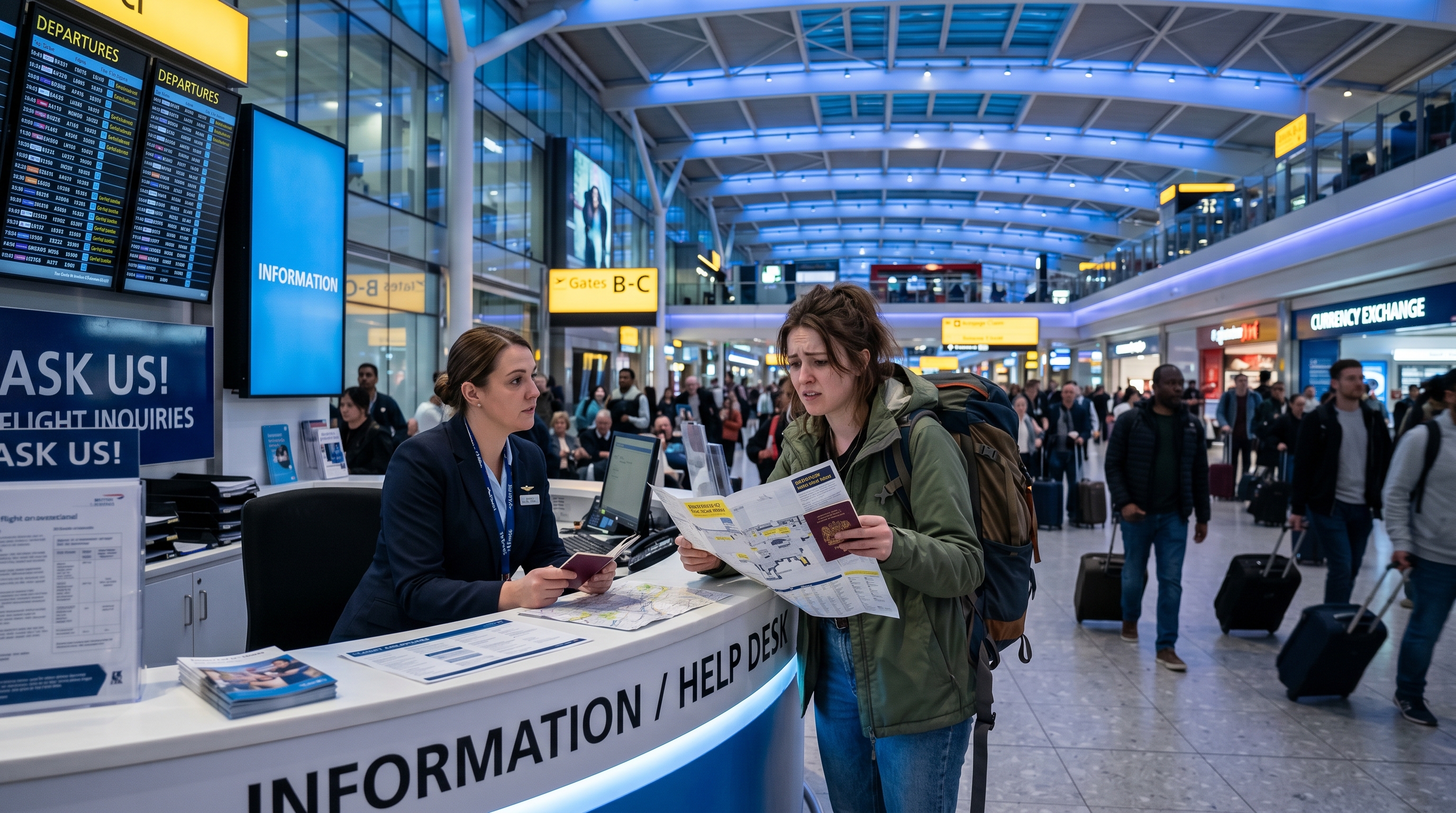 Turista confuso no aeroporto